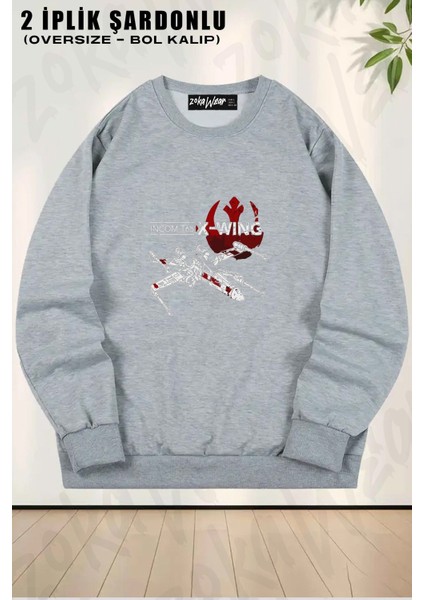 Unisex Star Wars 24 Baskılı Oversize Bisiklet Yaka Sweatshirt