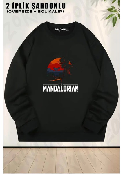 Unisex Starwars Savaşçı X2 Baskılı Oversize Bisiklet Yaka Sweatshirt