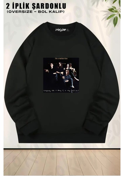 Unisex The Cranberries 2 Baskılı Oversize Bisiklet Yaka Sweatshirt