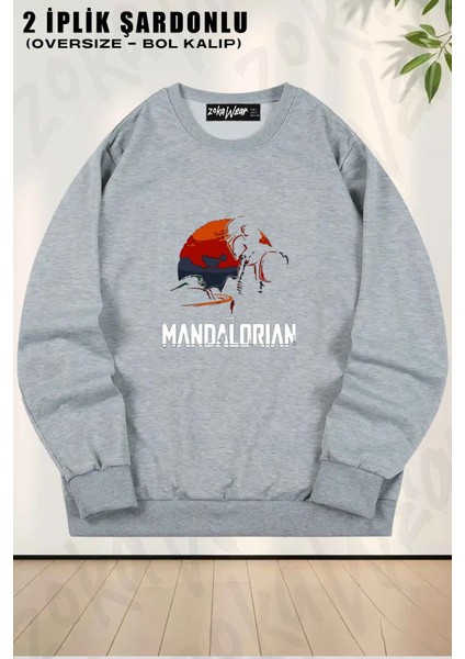 Unisex Starwars Savaşçı X2 Baskılı Oversize Bisiklet Yaka Sweatshirt