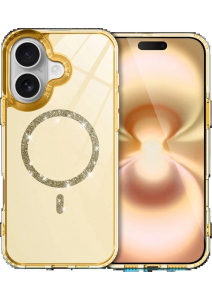 Ieg Apple iPhone 16 Plus Live Diamond Magsafe Kapak - Sarı
