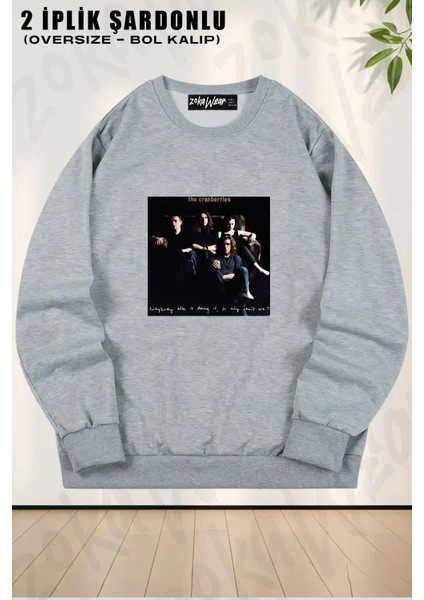Unisex The Cranberries 2 Baskılı Oversize Bisiklet Yaka Sweatshirt