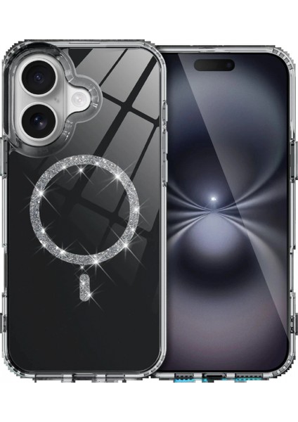 Ieg Apple iPhone 16 Plus Live Diamond Magsafe Kapak - Siyah