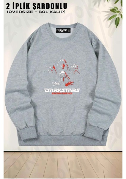 Unisex Star Wars Dark Stars Baskılı Oversize Bisiklet Yaka Sweatshirt