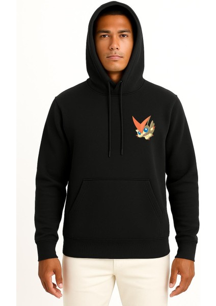 Kapüşonlu Victini Cep Baskılı Unisex Sweatshirt