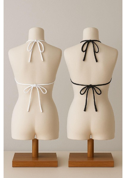 Kadın Siyah ve Beyaz Minimal Kesim Üçgen Bikini Üstü - Çok Renkli - L-Xl fırsatları