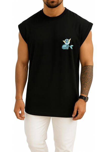 Oversize Vaporeon Cep Baskılı Atlet
