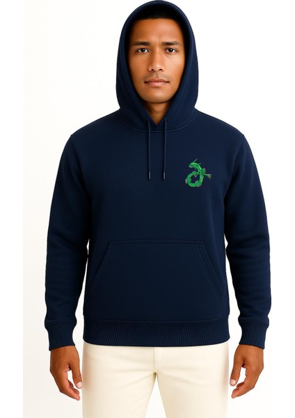 Kapüşonlu Rayquaza Cep Baskılı Unisex Sweatshirt