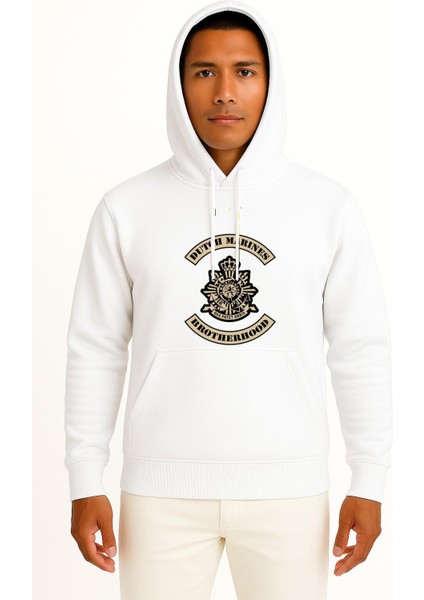 Kapüşonlu Hollanda Deniz Piyadeleri Göğüs Baskılı Unisex Sweatshirt
