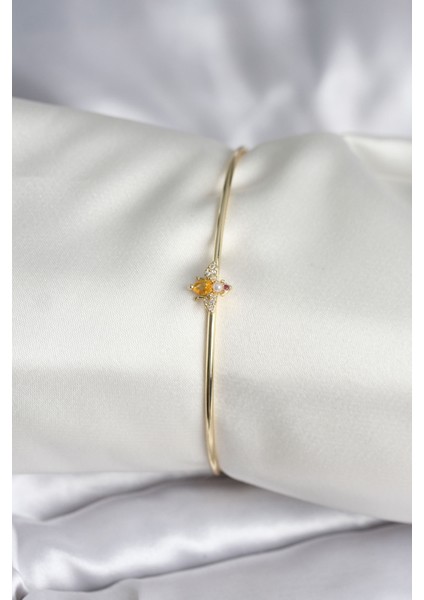 Kadın için Bileklik Künye Sinek Figürlü Sarı Pirinç