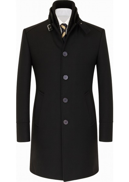 Erkek Slim Fit Kaşe Kaban – Çıkarılabilir Ribanalı Fermuarlı Yaka, S–xxl