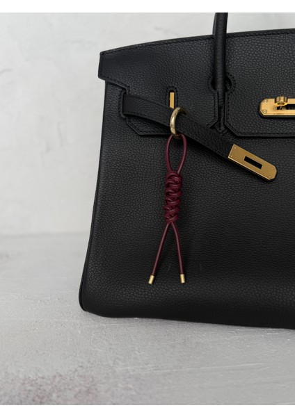 Hakiki Deri Handmade Siyah Düğüm Çanta Charmı/anahtarlık