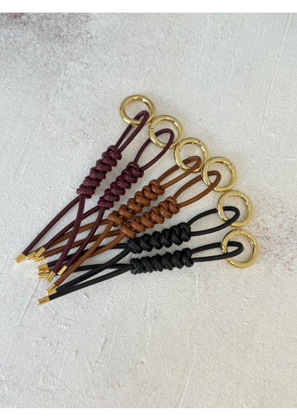 Hakiki Deri Handmade Siyah Düğüm Çanta Charmı/anahtarlık fırsatları