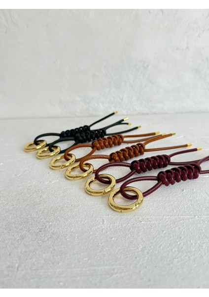 Hakiki Deri Handmade Siyah Düğüm Çanta Charmı/anahtarlık indirimleri