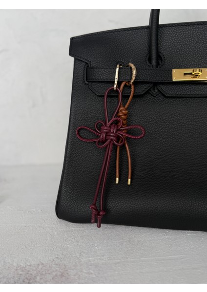 Hakiki Deri Handmade Bordo Şans Düğümü Çanta Charmı/anahtarlık fiyatları