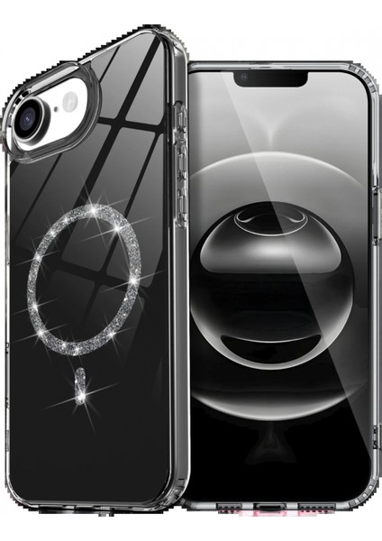 Ieg Apple iPhone 16E Live Diamond Magsafe Kapak - Siyah