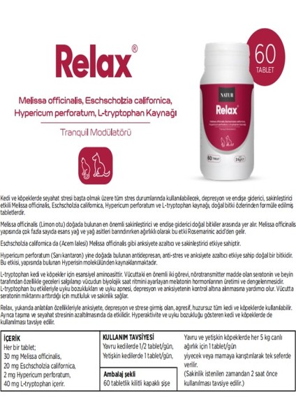 Relax ( Kedi ve Köpekler Için Sakinleştirici & Stres Azaltıcı ) fiyatları