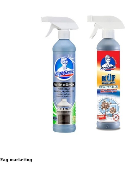 Küf Temizleyici BEYAZLATICI500 ml + Fırın,ocak,aspiratör TEMIZLEYICI(KÖPÜK)500ML