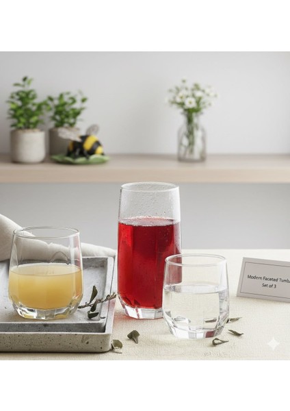 Diamond 18 Parça Meşrubat Bardak Seti Köşeli