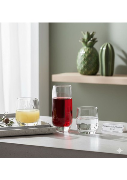 Diamond 18 Parça Meşrubat Bardak Seti Köşeli modelleri