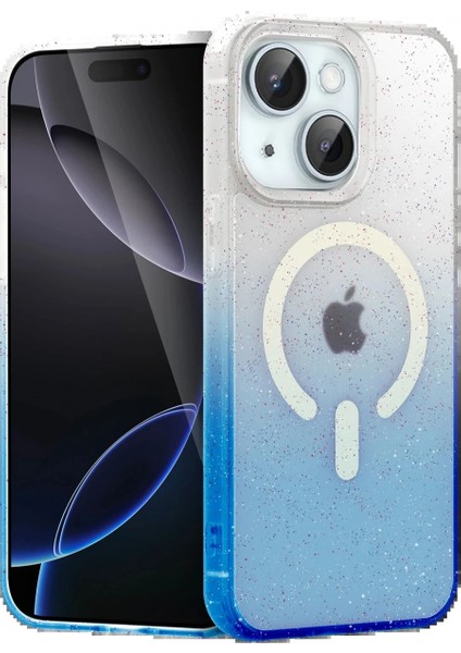 Ieg Apple iPhone 14 Pummel Shiny Magsafe Kapak - Mavi