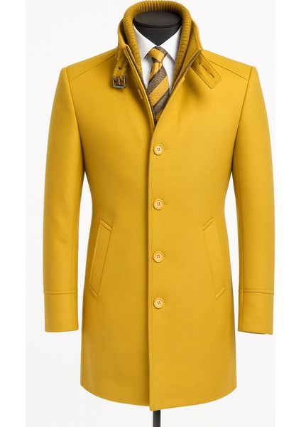 Erkek Slim Fit Kaşe Kaban – Çıkarılabilir Ribanalı Fermuarlı Yaka, S–xxl