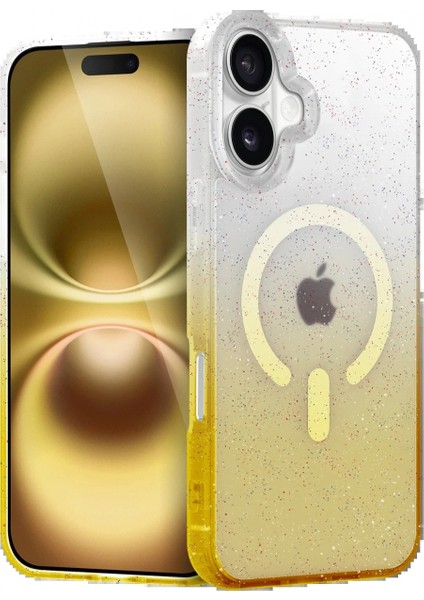 Ieg Apple iPhone 16 Plus Pummel Shiny Magsafe Kapak - Gold