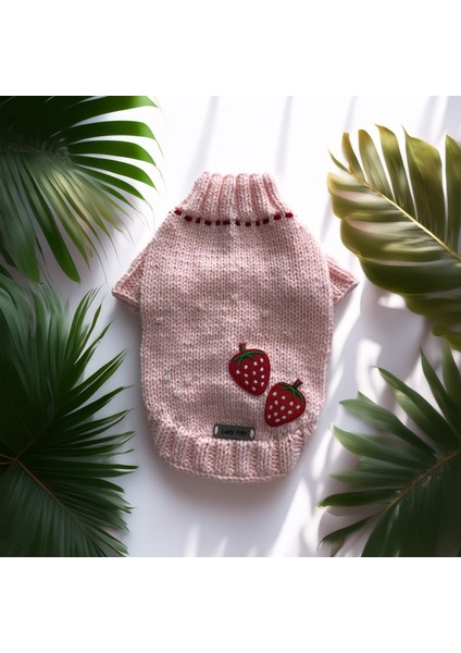 Kedi ve Köpek Için Çilekli Pembe Kazak