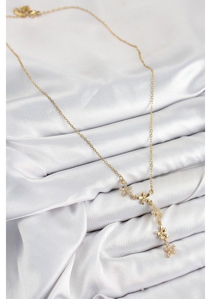 Kadın için Kolye Sarı Çelik Zirkonlu Çiçek Stil fiyatları