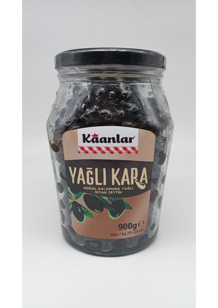 Yağlı Kara Doğal Salamura Yağlı Siyah Zeytin 900 gr Cam (291-320)