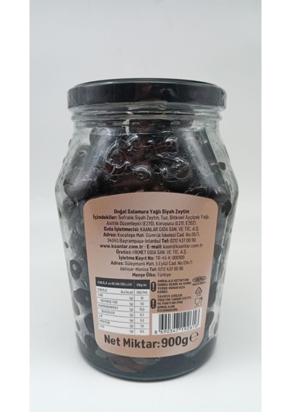 Yağlı Kara Doğal Salamura Yağlı Siyah Zeytin 900 gr Cam (291-320) fiyatları