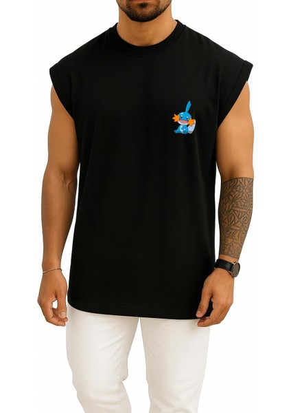 Oversize Mudkip Cep Baskılı Atlet