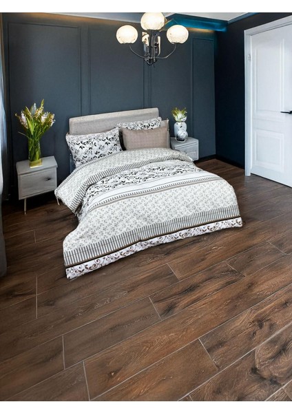 Almira Krem-Yeşil-Kahve Renkli Çift Kişilik Pamuklu Nevresim Takımı