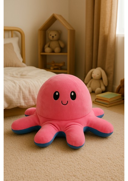 Mod Değiştiren Büyük Çift Taraflı Ahtapot Peluş Oyuncak - 2 Modlu Çift Renkli Oyuncak