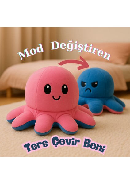 Mod Değiştiren Büyük Çift Taraflı Ahtapot Peluş Oyuncak - 2 Modlu Çift Renkli Oyuncak indirimleri