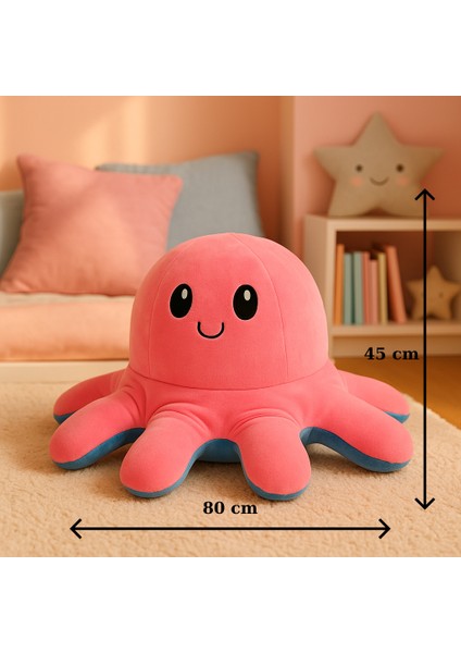 Mod Değiştiren Büyük Çift Taraflı Ahtapot Peluş Oyuncak - 2 Modlu Çift Renkli Oyuncak