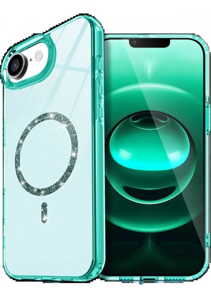 Ieg Apple iPhone 16E Live Diamond Magsafe Kapak - Yeşil