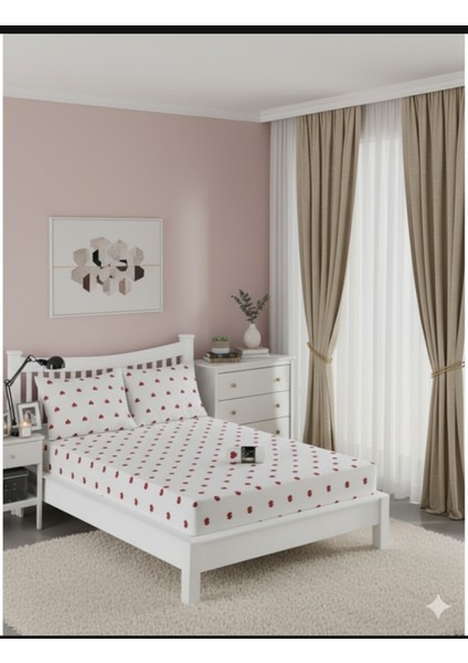 Kalp Battal Boy Lastikli Çift Kişilik Çarşaf Seti (+2 Yastık Kılıfı)