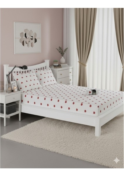 Kalp Battal Boy Lastikli Çift Kişilik Çarşaf Seti (+2 Yastık Kılıfı)