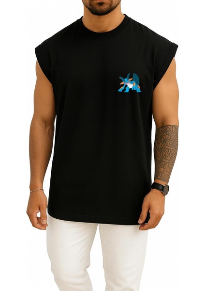 Oversize Swampert Cep Baskılı Atlet