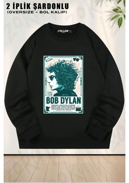 Unisex Bob Dylan V2 Baskılı Oversize Bisiklet Yaka Sweatshirt