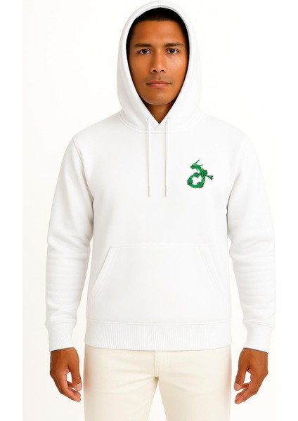 Kapüşonlu Rayquaza Cep Baskılı Unisex Sweatshirt