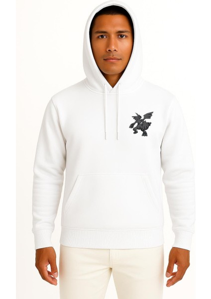 Kapüşonlu Reshiram Cep Baskılı Unisex Sweatshirt