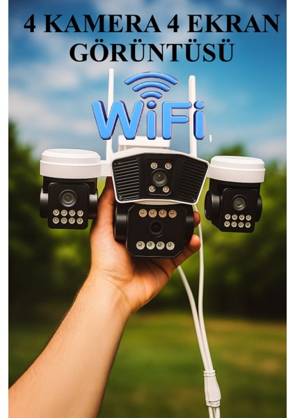 4 Kameralı 12MP Wifi Güvenlik Kamerası – Çift Yönlü Ses, Kişi Algılama, Yağmur & Kara Dayanıklı fiyatları