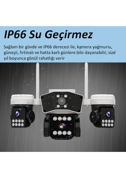 4 Kameralı 12MP Wifi Güvenlik Kamerası – Çift Yönlü Ses, Kişi Algılama, Yağmur & Kara Dayanıklı modelleri