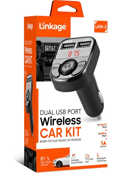 Linkage Rgb Işıklı Çift Usb’li Wireless Fm Transmitter Lkw-2