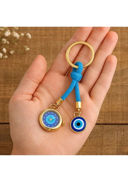Altın Kaplama Nazar Boncuklu Saatli Anahtarlık fiyatları