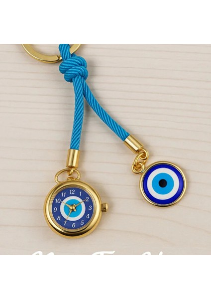 Altın Kaplama Nazar Boncuklu Saatli Anahtarlık fırsatları