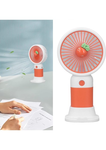 - 3 Kademeli Şarjlı Mini El Fanı - Turuncu & Beyaz Renk fırsatları