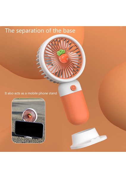 - 3 Kademeli Şarjlı Mini El Fanı - Turuncu & Beyaz Renk